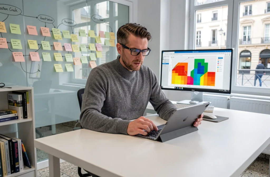 Consultant UX d'ID Numérique 12 effectuant des tests utilisateur sur une maquette de site web