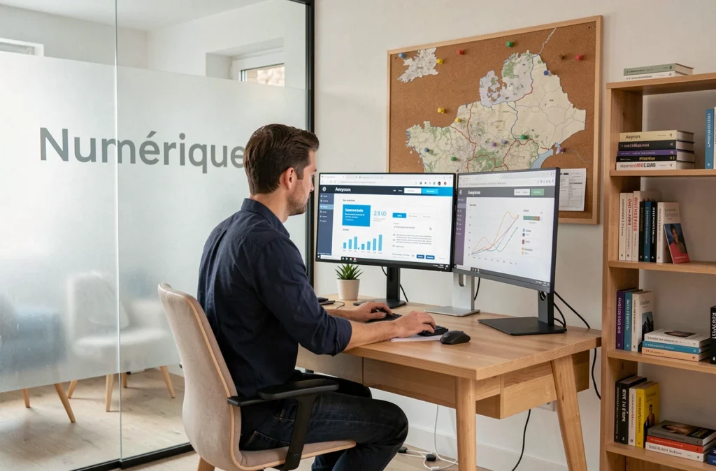 Développeur web de l'agence Numérique Aveyron travaillant sur un projet de site web responsive